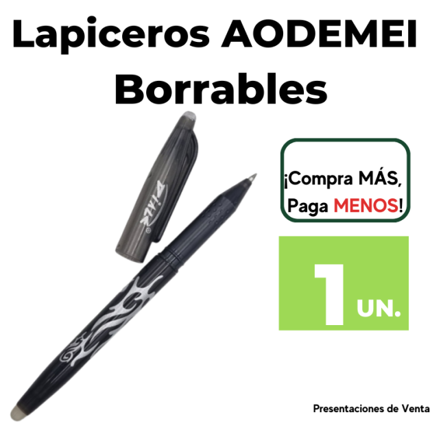 Lapicero Negro AODEMEI  Borrables.