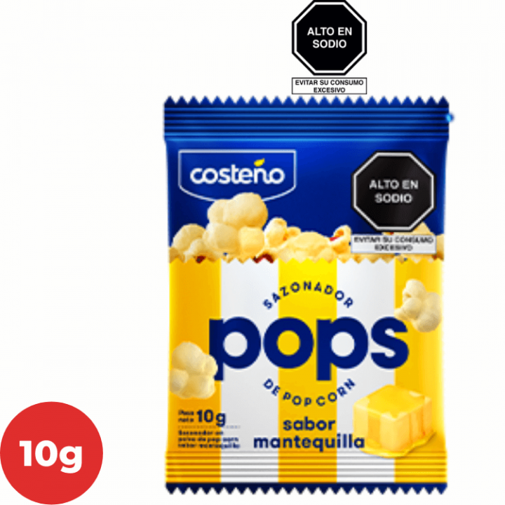 Sazonador Pop Corn Sabor Mantequilla COSTEÑO POPS sobre 10g.