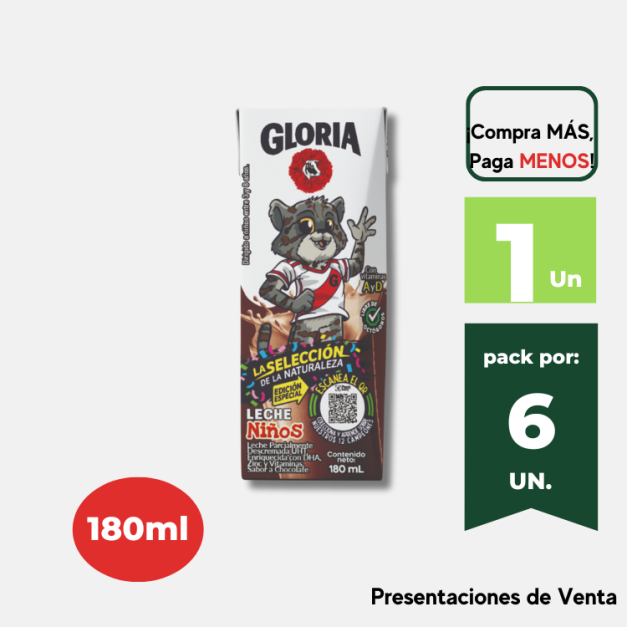 Leche UHT GLORIA Chocolatada Caja 180ml