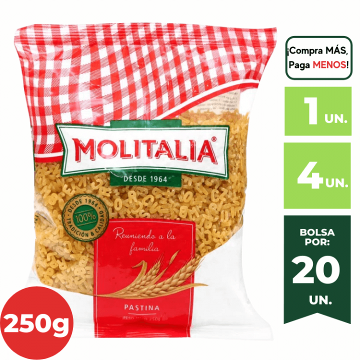 Fideos Letras MOLITALIA Bolsa 250g.