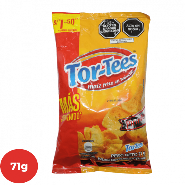 Maiz Frito en Hojuelas TORTEES Picante Bolsa 71g