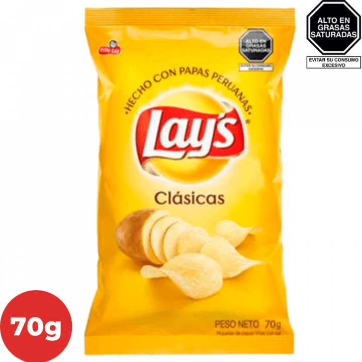 Papas LAYS FRITO LAY  Clásicas Bolsa 70g.