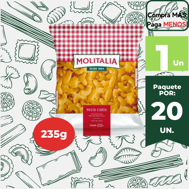 Fideos Codo Mediano MOLITALIA Bolsa 250g.
