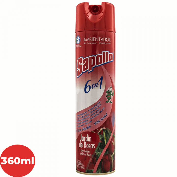 Ambientador en Spray SAPOLIO Jardín de Rosas Frasco 360ml.