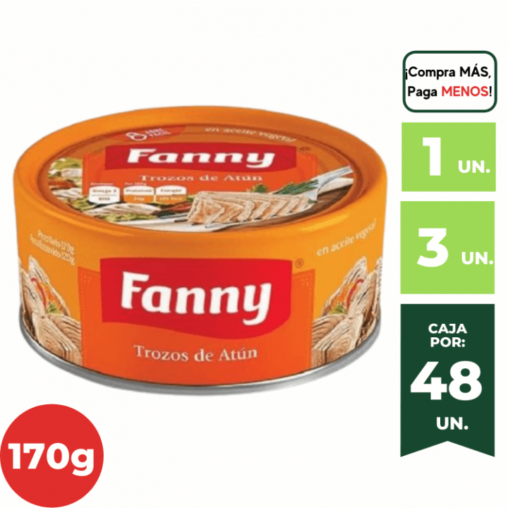 Trozos de Atún en Aceite Vegetal FANNY Lata 140g.