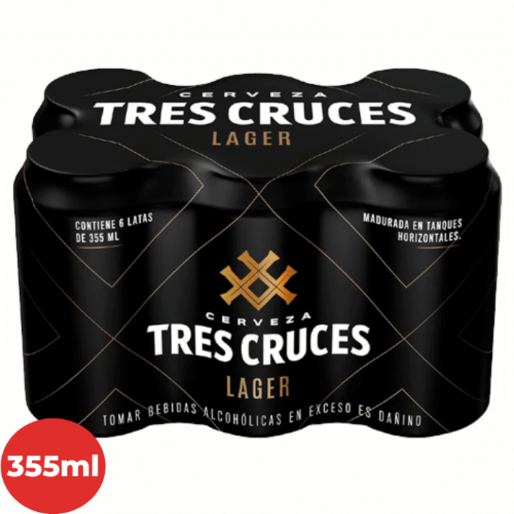 Cerveza TRES CRUCES  Six Pack Lata 355ml.