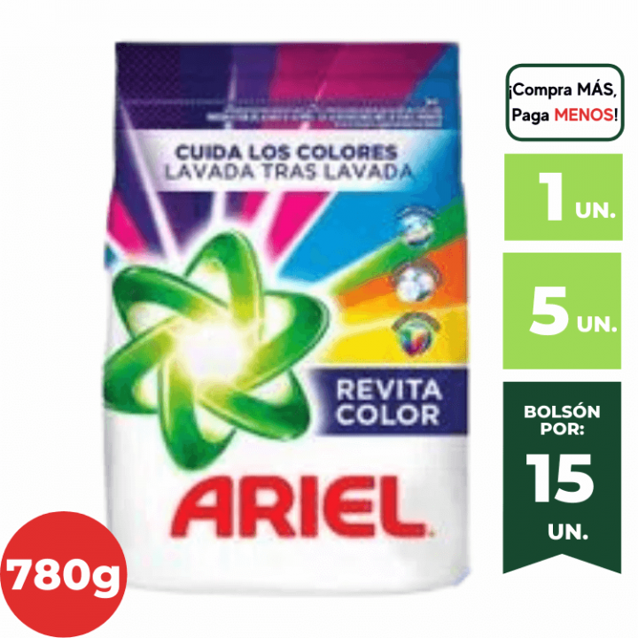 Detergente en Polvo ARIEL Revita Color 780g.