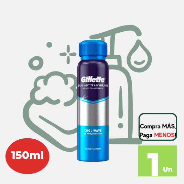 Desodorante para hombre GILLETTE Cool Wave Frasco 150ml