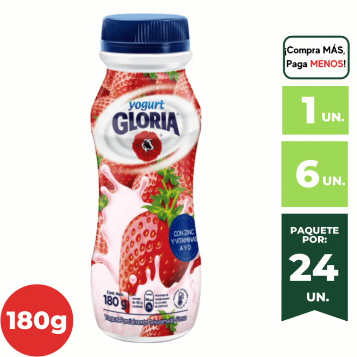 Yogurt Bebible GLORIA Fresa Botella 180g.