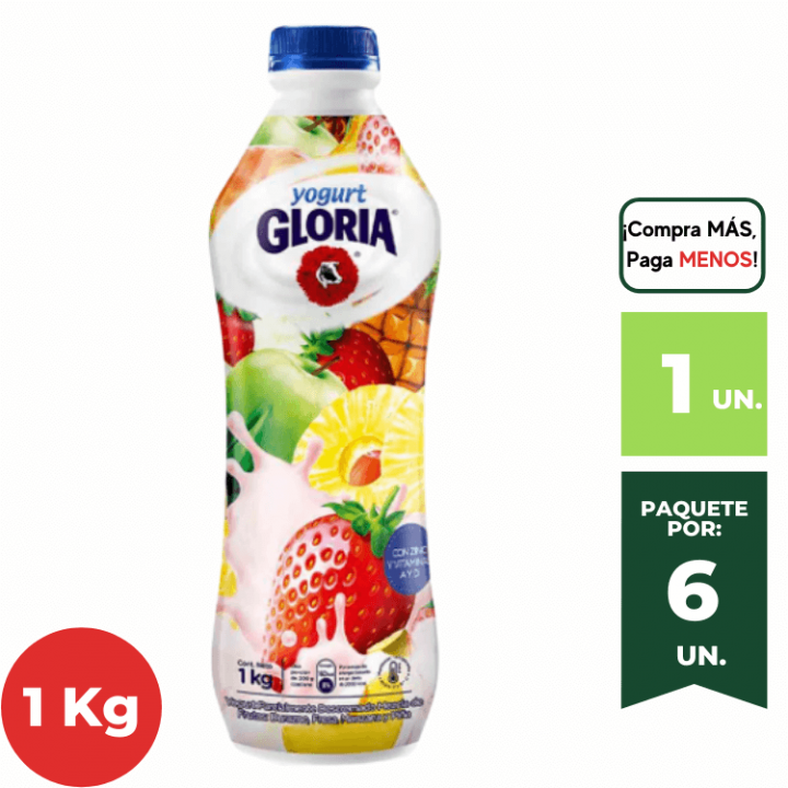 Yogurt Bebible GLORIA Tutti Frutti Botella 1 Kg.