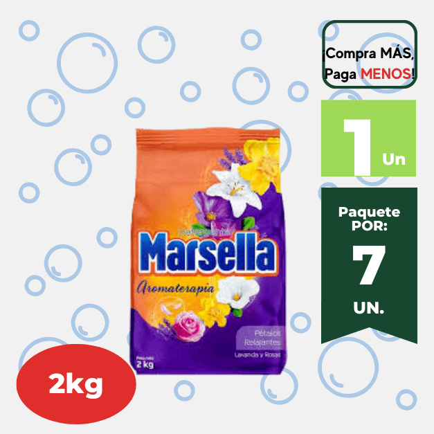 Detergente en polvo MARSELLA Lavanda y Rosas 2kg.