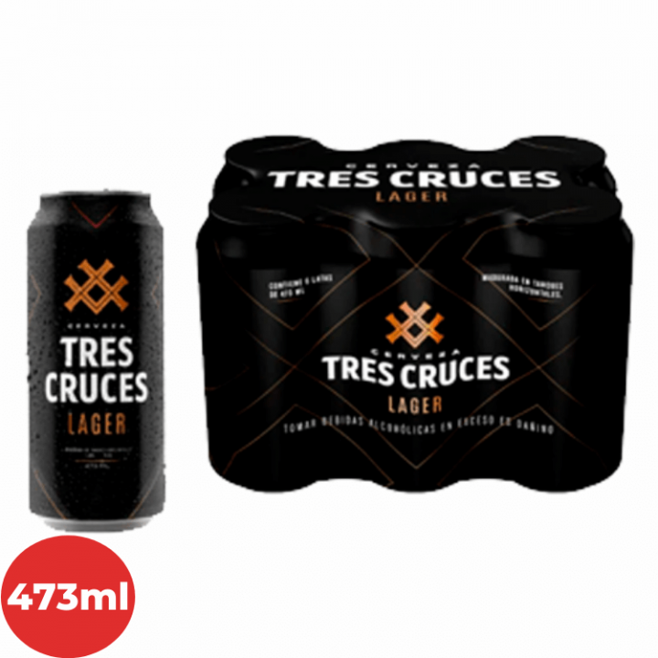 Cerveza TRES CRUCES  Six Pack Lata 473ml.