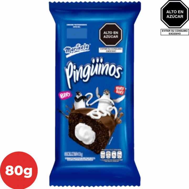 Pastel Sabor Chocolate Pinguinos MARINELA Bolsa 80g.