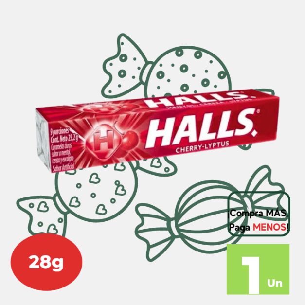 Caramelo HALLS Rojo Barra 9 und.