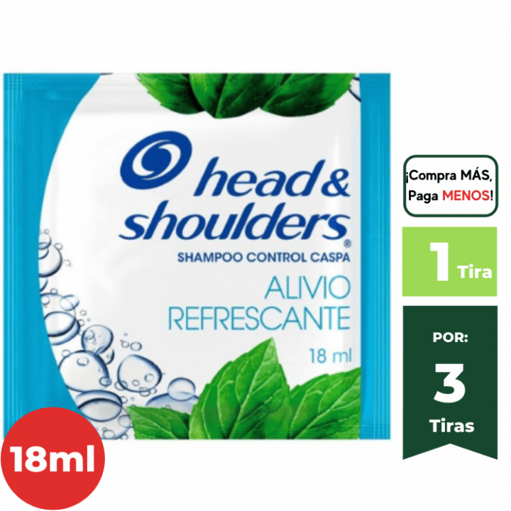 Shampoo HEAD & SHOULDERS  Alivio Refrescante Sachet 18ml. Tira x 12Un.
