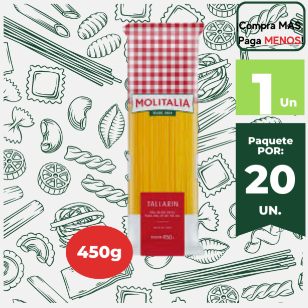 Fideos Tallarín Nro. 42 MOLITALIA Bolsa 500g.