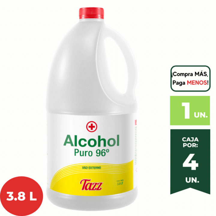 Alcohol Rectificado 96° TAZZ Galón 3.8L.