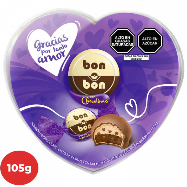 Mini Corazón Bon o Bon ARCOR Chocolina Pote 105g