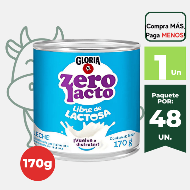 Leche GLORIA Zero lacto Libre de lactosa Lata 170gr