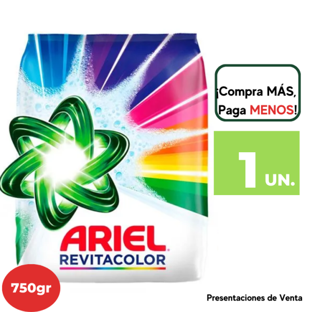 Detergente En Polvo ARIEL Revita Color 750G.