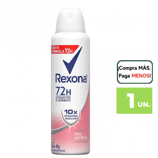 Desodorante en Aerosol para mujer REXONA Antibacterial tono perfecto 150ml