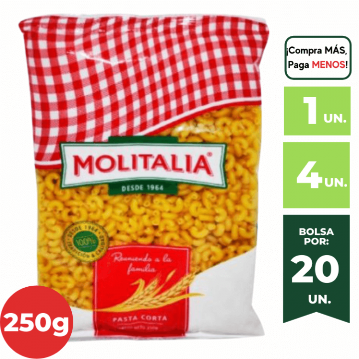 Fideos Mini Codo MOLITALIA Bolsa 250g.