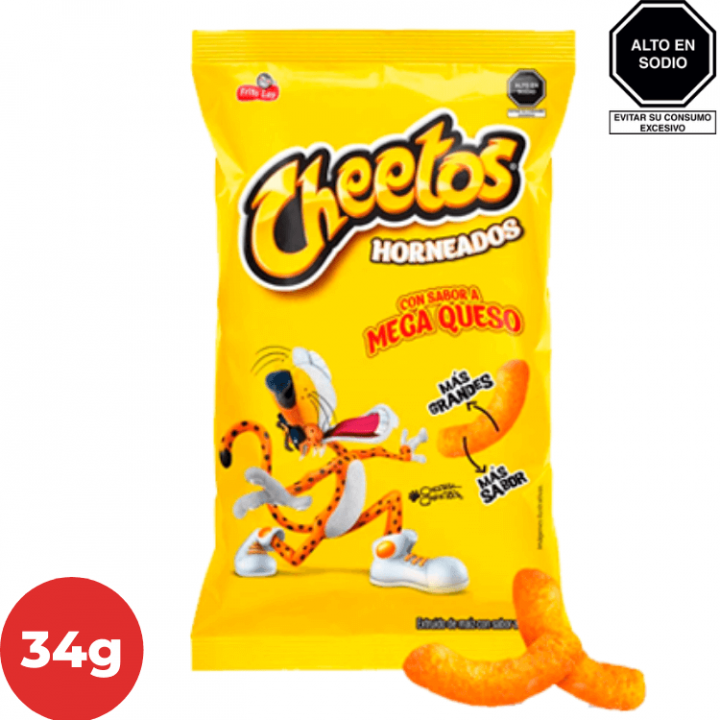 Piqueos CHEETOS Mega Queso Bolsa 34g.