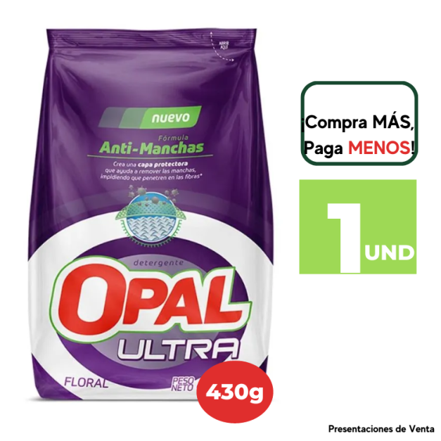 DETERGENTE EN POLVO OPAL ULTRA FLORAL 430G.