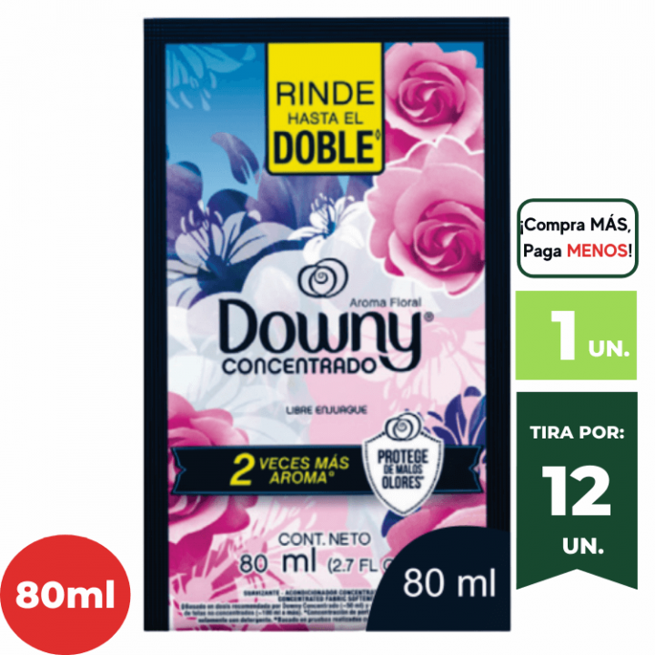 Suavizante de Ropa DOWNY Libre Enjuage Floral  Azul Sachet 80ml.