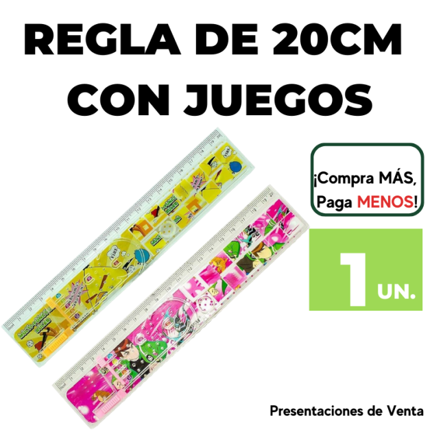 REGLA DE 20CM  CON JUEGOS.
