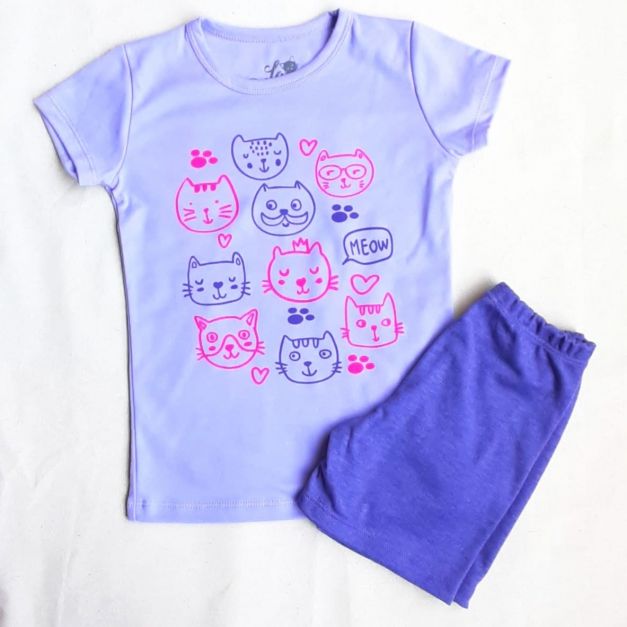 Pijama gatitos lila