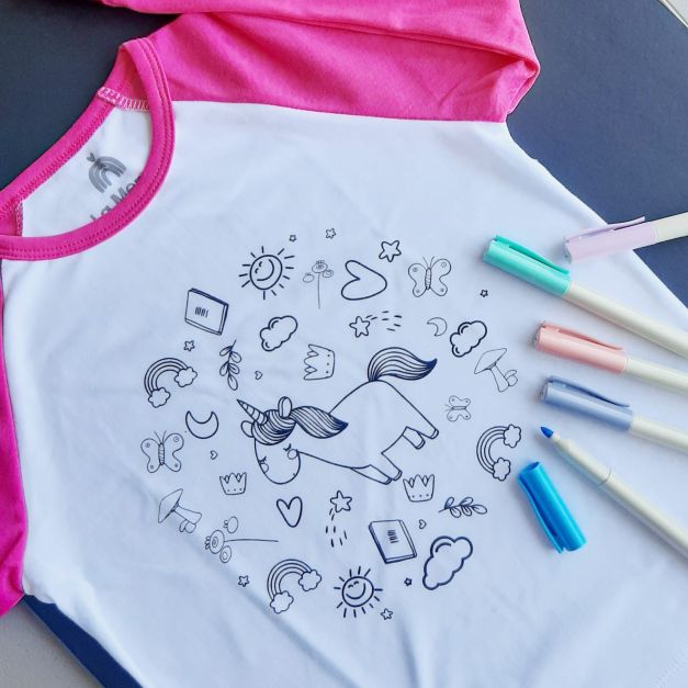 Polo unicornio para pintar manga larga