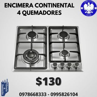 ENCIMERA EMPOTRABLE A GAS CONTINENTAL / 4 QUEMADORES