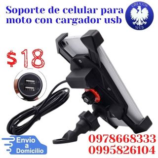 Soporte de Celular Para Moto con cargador Usb
