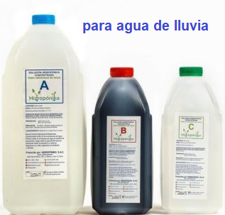 Solución Nutritiva Hidropónika Concentrada Kit A-B-C  agua de LLUVIA - vegetativo pepino, pimiento - rinde 1000 litros