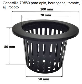 Canastilla 70#80 para tubos de 4 y 6 pulgadas tomates, pepinos, berenjenas, pimientos