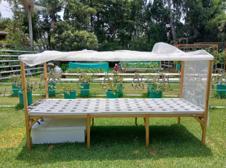 Hidrohuerto Cama Térmica 75 con cobertor de Malla Antiáfida para cultivar 75 plantas medianas de ciclo largo