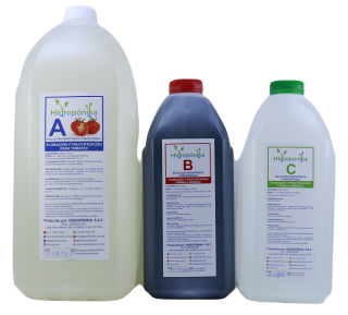 Solución Nutritiva Hidropónica Concentrada Kit A-B-C  para TOMATE rinde 1000 litros