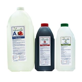 Solución Nutritiva Hidropónica Concentrada Kit A-B-C para FRESAS rinde 1000 litros