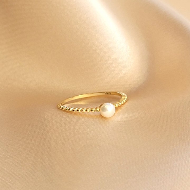 Anillo plata perlita
