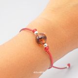 Pulsera Plata Ambar Hilo Rojo