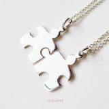 Collares Plata Puzzle Rompecabezas Pareja