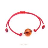 Pulsera Plata Ambar Hilo Rojo