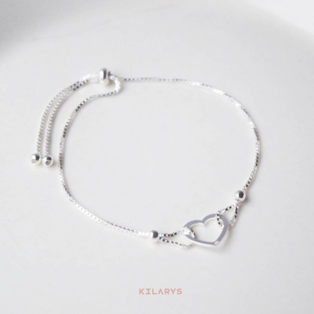 Pulsera de Plata Silueta Corazon Regulable