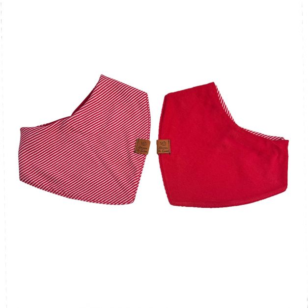 Babero Bandana Reversible Modelo Rayas rojas - Rojo