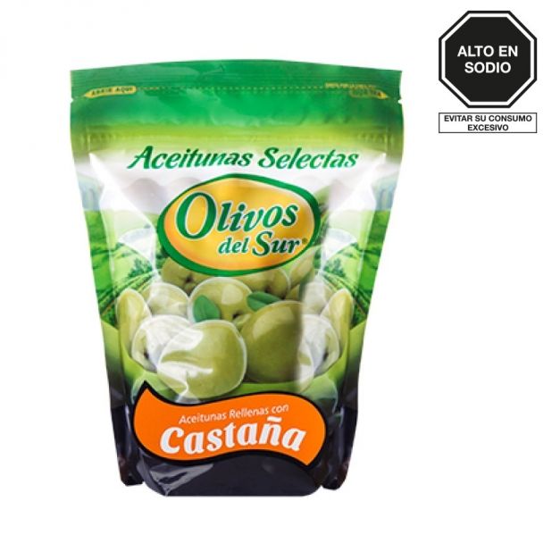 Aceitunas Verdes Rellenas De Castañas Olivos Del Sur Bolsa  1/2 kg