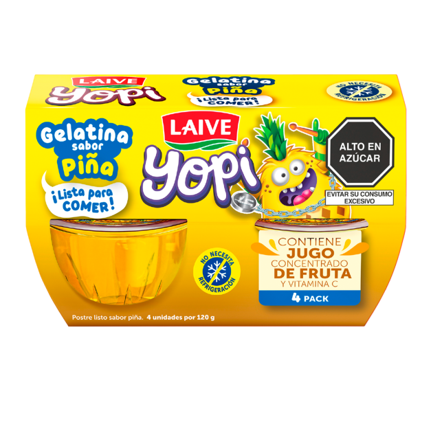 Gelatina Sabor Piña Laive Yopi Fourpack 120 gr.