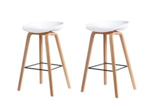 SET X 2 SILLA DE BAR FIJO ARUBA COLOR BLANCO