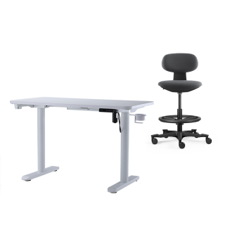 SET ESCRITORIO SMART ELECTRICO REGULABLE WHITE +SILLA  ALTA YOYO DARK GREY