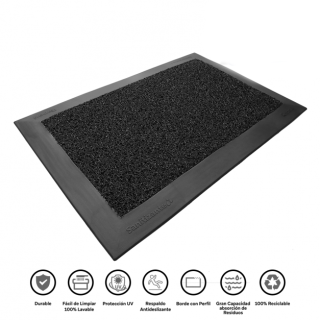FELPUDO ATRAPAMUGRE ANTIDESLIZANTE SILVER COLOR  NEGRO 38X58cm